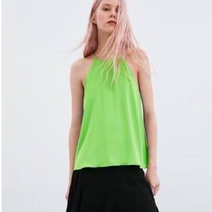 NWOT ZARA neon green tank blouse